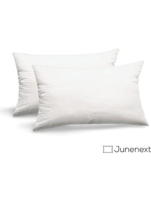2'li Dikdörtgen Kırlent Kılıfı ve Iç Yastık 35X50, Boncuk Silikon Dolgu, Beyaz