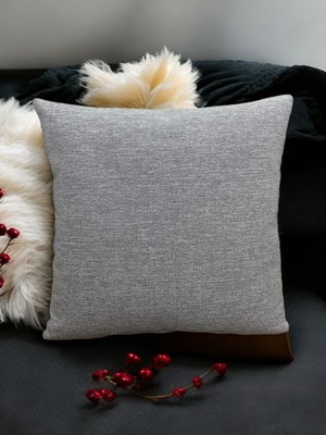 Gri Keten Dokuma Kırlent Kılıfı, Şık ve Rahat Dekorasyon Parçası