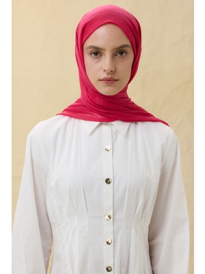 Fenza Scarf Püsküllü %50 Pamuk Brice Şal - Mercan Pembe