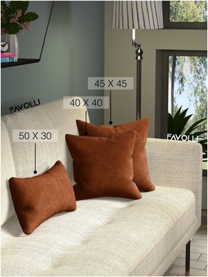 Kadife Dokulu Kiremit Rengi Kırlent Kılıfı Gizli Fermuar Dream Serisi