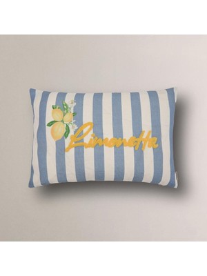 Mavi Limon Baskılı Dikdörtgen Kırlent Kılıfı, Şık ve Rahat Dekor.