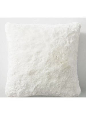 Kırık Beyaz Çift Taraflı Peluş Kırlent Kılıfı Kare, Şık ve Rahat Dekorasyon Için Ideal