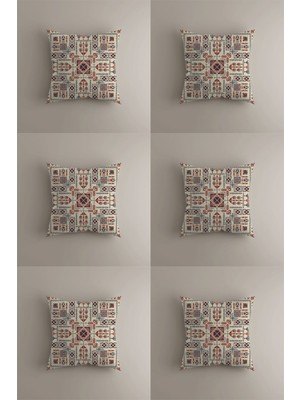 6'lı Geleneksel Desenli Çift Taraflı Kırlent Kılıfı Seti 43X43 cm