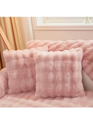 Yumuşak Peluş Tavşan Kırlent, Pudra, Kare ve Dikdörtgen Boyutlar