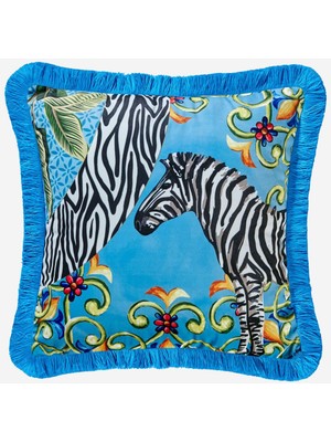 Kadife Mavi Dekoratif Yastık 43X43 cm