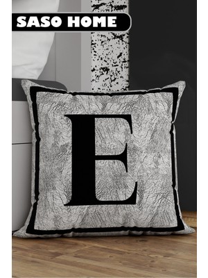 Gri Harfli Yastık Kılıfı, Dekoratif ve Hediyelik, Beyaz-Siyah Renk Seçenekleri