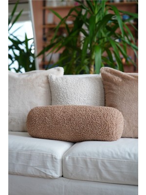 Açık Kahve Silindir Yastık Kılıfı, Iç Dolgulu, Şık ve Rahat Tasarım