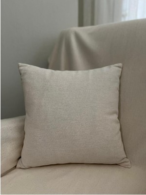 2 Adet Pamuk Keten Kırlent Kılıfı Bej Renkli, Şık ve Hafif Yatak Dekoru