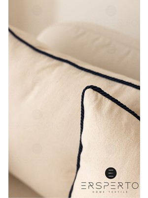 Lacivert Pamuklu Keten Kırlent Kılıfı 30X50 Cm, Şık ve Hafif Tasarım