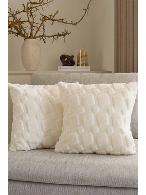 2'li Set 43X43 cm Çift Tarafı Aynı Desenli Nakışlı Tufting Kırlent Kılıfı