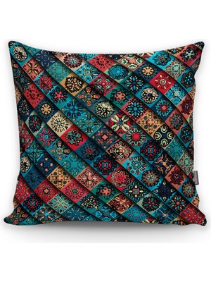 Renkli Küçük Çapraz Vintage Etnik Desenli Dekoratif Kırlent Kılıfı