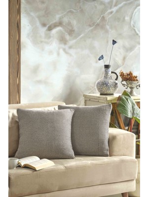 Iki Parça Kırlent Kılıfı 45X45 Antrasit Fermuarlı, Şık ve Rahat Ortamlar Için