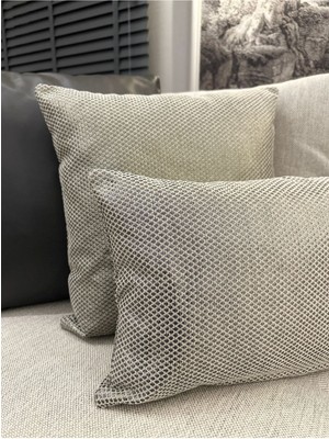 Gri Sedef Simli Kırlent Kılıfı, Şık ve Parlak Salon Dekoru Için Ideal Seçim