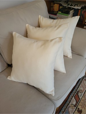 Ekru Pamuklu Kırlent Kılıfı 45X45, 3'lü Set