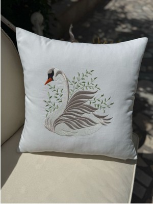 Tansık Modeli Kığu Nakışlı Krem Yastık Kılıfı 45X45 ve 35X50