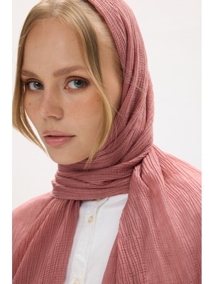 Fenza Scarf Pamuklu Müslin Şal - Gül Kurusu