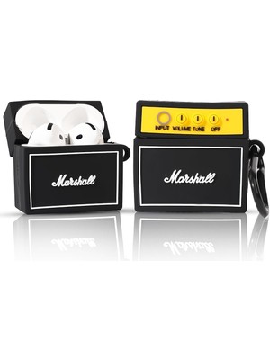 Airpods 4.nesil Uyumlu Kılıf Marshall Retro Müzik Kutusu Figürlü Silikon Kılıf