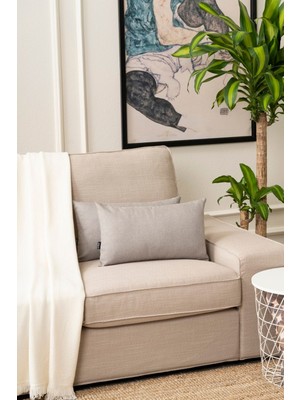 Gümüş Gri Tekli Keten Kırlent Kılıfı, Dekoratif ve Şık Tasarım