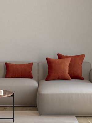 Kadife Dokulu Kiremit Renk Kırlent Yastık Kılıfı, Şık ve Rahat Bir Seçim