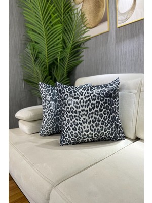 Payetli Leopar Kırlent Siyah Beyaz, Şık ve Zarif Dekorasyon Parçası