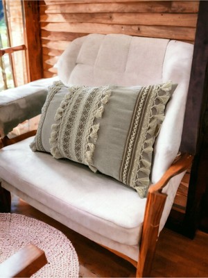 Bej Kahverengi Dantelli Üçlü Kırlent Kılıfı 35X55, Şık ve Rahat Dekorasyon Sağlar