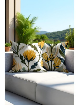 Çift Taraflı Renkli Dijital Baskılı Punch Dokuma Kırlent Kılıfı, 2'li Set