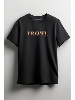 Merch&ice Travel Baskılı Unisex T-Shirt Siyah