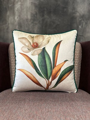 Kadife Kırlent Kılıfı, Krem-Yeşil-Kiremit, Şık ve Rahat Dekorasyon Parçası