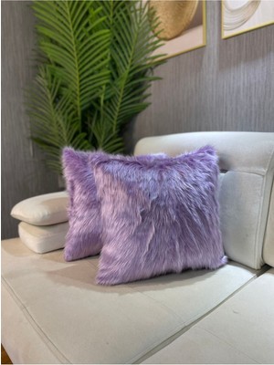 Lila Pelüş Kırlent Kılıfı Kare, Yumuşak ve Şık Dekorasyon Parçası