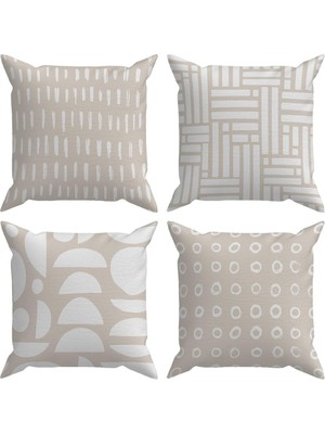 Şık 4'lü Geometrik Kırlent Kılıfı Seti, Ev Dekorasyonu Için Modern Tasarım
