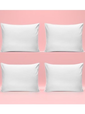 4'lü Fermuarlı Kırlent Kılıfı ve Astar, 45X45 Cm, Beyaz, Şık ve Zarif Set