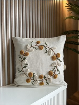 Ekru Yeşil Hardal Sarısı Renkli Şık Tasarım Punch Kırlent, Evinizde Şıklık Katacak.