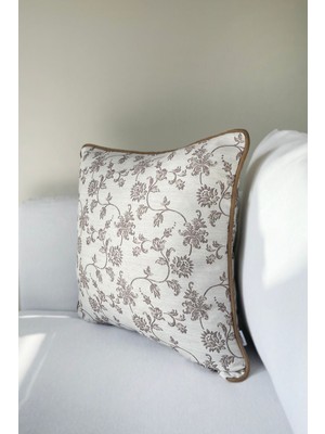 Krem Renkli 50X50 Dekoratif Yastık, Biyeli, Eskitme, Modern, Farmhouse ve Isveç Tarzı