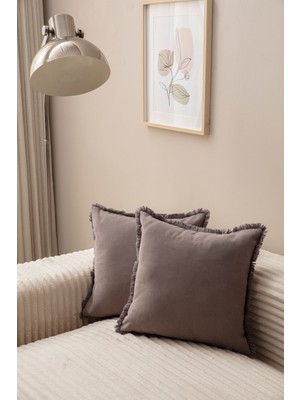 Evotto Home Collection Gri Saçaklı 43X43 Kırlent Kılıfı