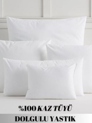 Yumuşak ve Konforlu Kaz Tüyü Kırlent, Beyaz, Şık ve Rahat Tasarım
