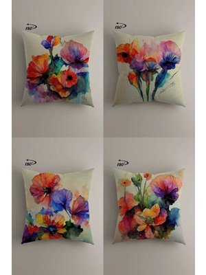 Çift Taraflı Dijital Baskılı Modern Dekoratif 4'lü Kırlent Kılıfı