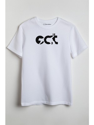 Merch&ice Cat Önü Baskılı Unisex Tişört Beyaz