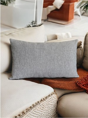 Gri Keten Dokuma Kırlent Kılıfı, Şık ve Doğal Dekorasyon Için Ideal Seçim