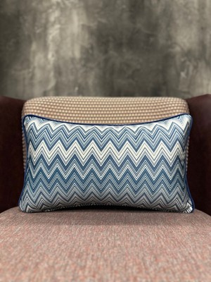 Lacivert Geçişli Ipek Kadife Chevron 707 Didörtgen Kılıf, Şık ve Zarif Tasarım