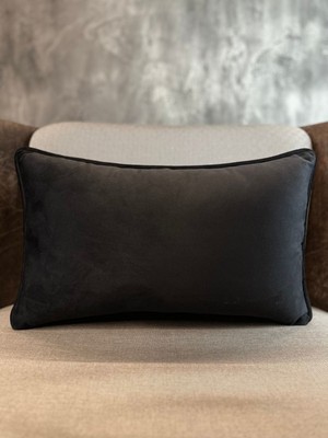 Kadife Kırlent Kılıfı, Siyah, 30X50CM, Şık ve Yumuşak Dokulu Ev Dekoru