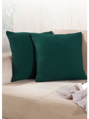Yeşil 2'li Kırlent Kılıfı 45X45 Fermuarlı Dekoratif Yastık Kılıfı