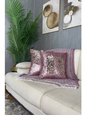 Payetli Çift Yönlü Kare Kırlent Kılıfı, Şık ve Modern Dekorasyon Için Ideal