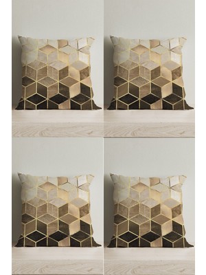 Çift Taraflı Dijital Baskılı Dekoratif Kırlent Kılıfı 4'lü Set