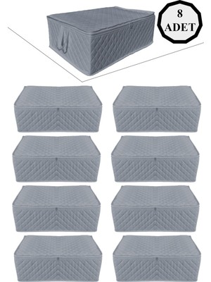 About The Perfect 8 Adet Kapitoneli Büyük Boy Baza Altı ve Çekyat Tipi Hurç 60X40X22 (Antrasit)
