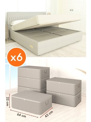 About The Perfect 6 Adet Antrasit Büyük Boy Bazaaltı Hurç, 64X45X22 Cm, Şık ve Kullanışlı Depolama Seti