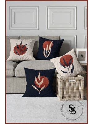 Dijital Baskılı 4'lü Kırlent Kılıfı, Kırmızı Tasarım, Şık ve Modern Dekorasyon Parçası