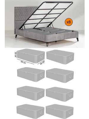 About The Perfect 8 Adet Gri Lüx Çekyat Baza Tipi Saklama Hurcu 65X45X22 cm