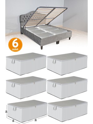 About The Perfect 6 Adet Antrasit Çizgili Büyük Boy Baza ve Çekyat Tipi Hurç 65X45X22 cm