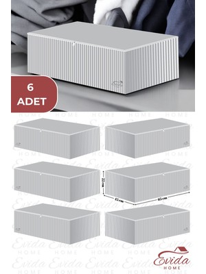 About The Perfect 6'lı Antrasit Çizgili Büyük Boy Baza ve Çekyat Hurç, Organizer, 65X45X22 cm