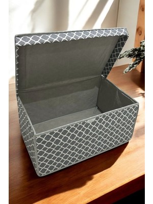 About The Perfect Çok Amaçlı Saklama Kutusu, Organizer, Oyuncak ve Eşyalar Için, Gri Zincir Desen 40X60X30